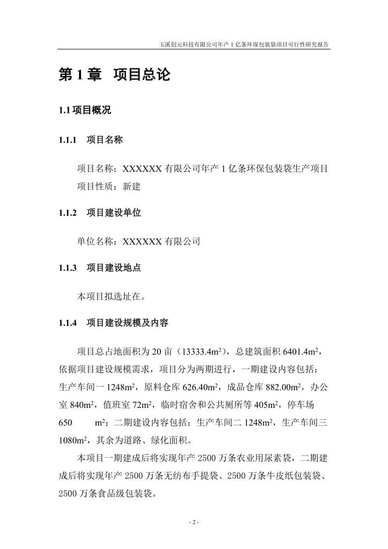 年产1亿条环保包装袋建设项目可行性研究报告.doc_第2页