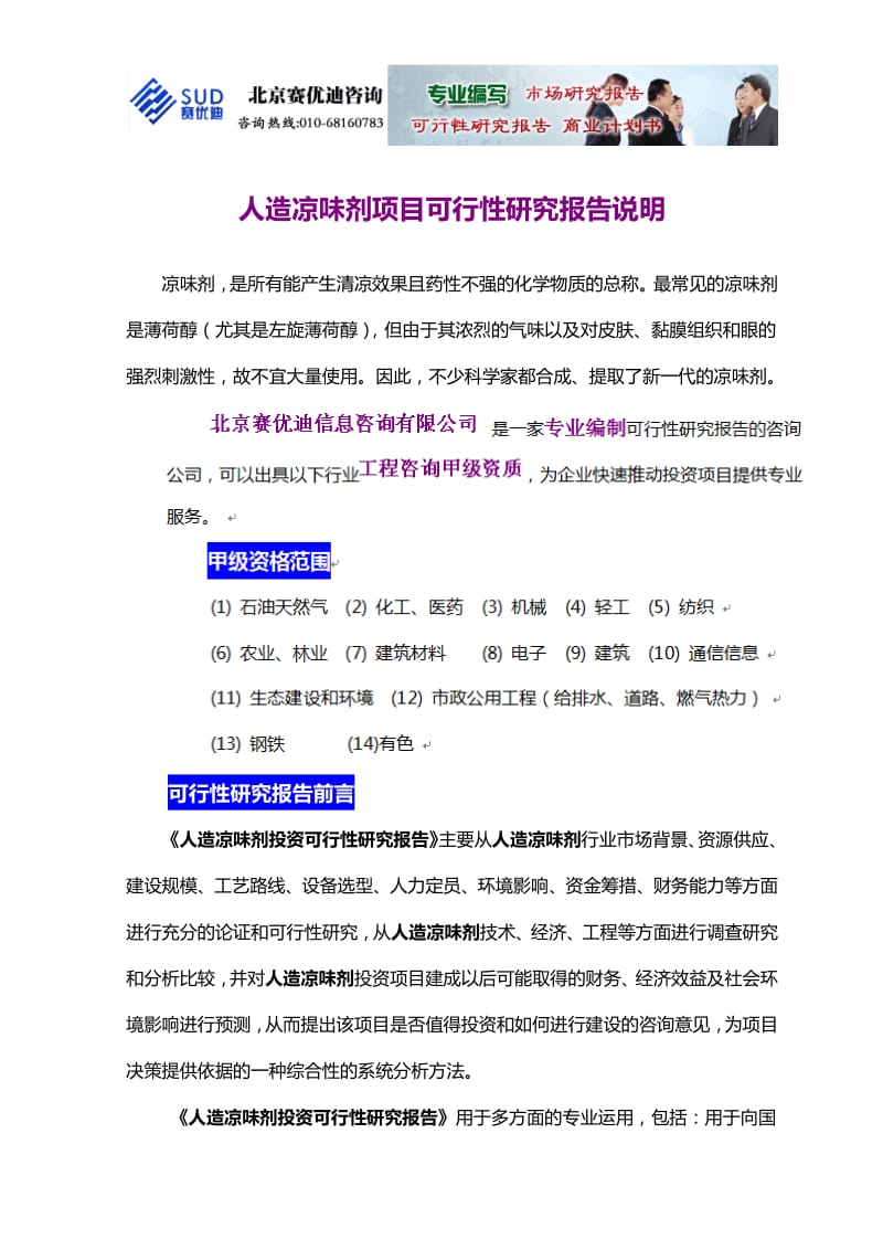 人造凉味剂项目可行性研究报告说明.pdf_第1页