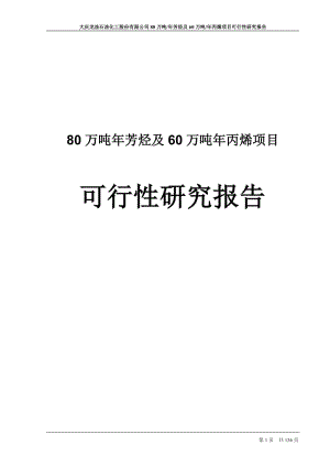 80万吨年芳烃及60万吨年丙烯项目可行性研究报告.doc