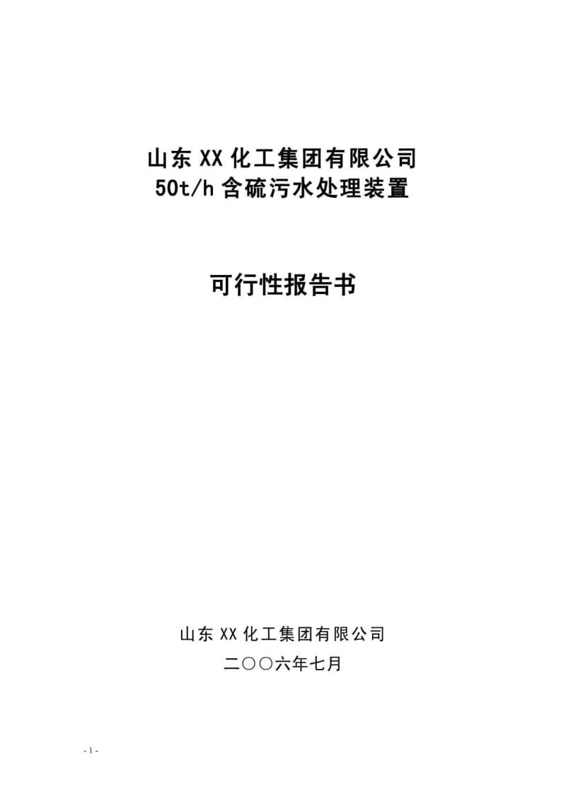 山东XX化工集团有限公司50th含硫污水处理装置可行性研究报告.pdf_第1页