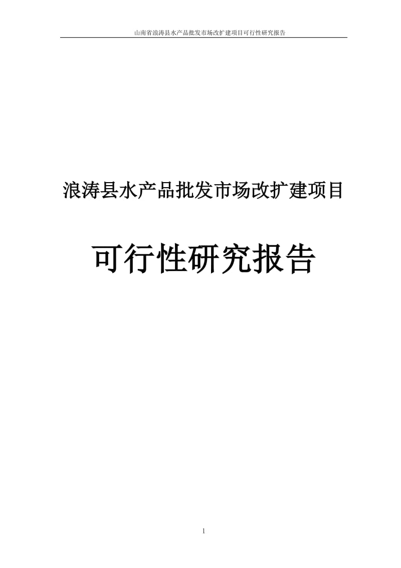 浪涛县水产品批发市场改扩建项目可行性研究报告.doc_第1页