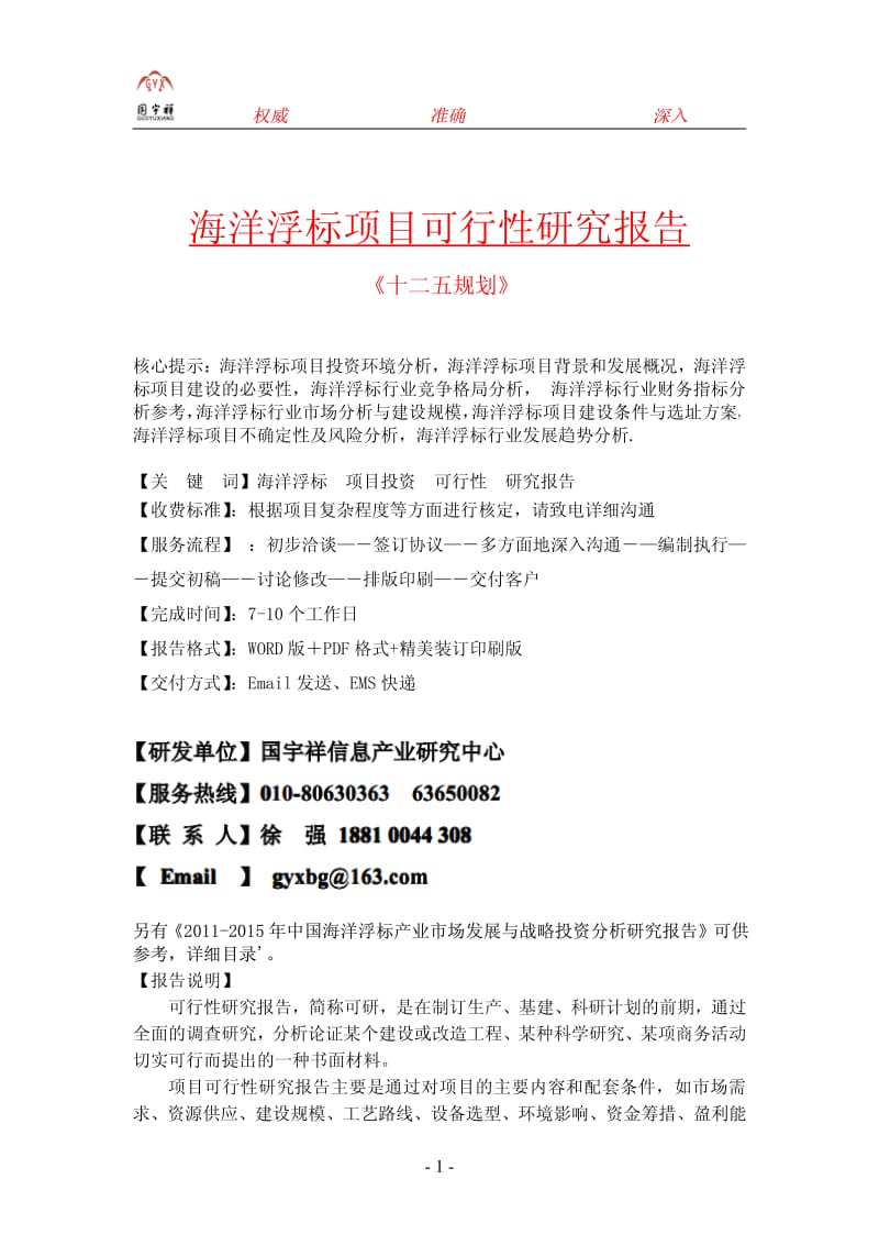 海洋浮标项目市场可行性研究报告.pdf_第1页