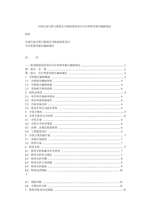 中国石油天然气集团公司股权投资项目可行性研究报告编制规定.doc