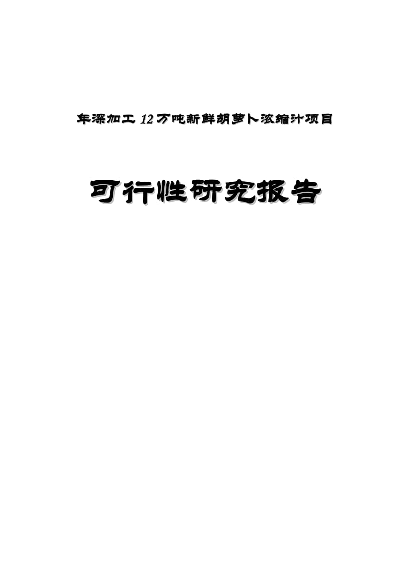 湖北某胡萝卜浓缩汁深加工项目可行性研究报告.doc_第1页