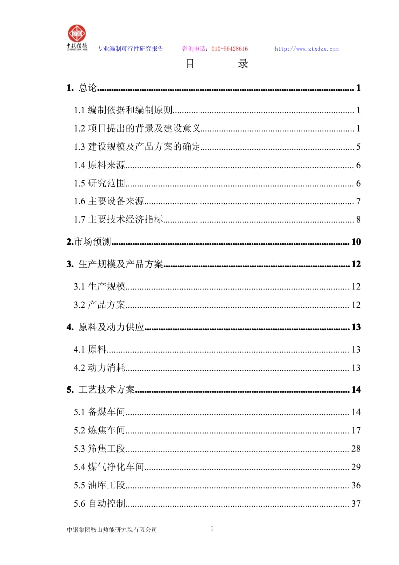 白山90万吨焦化项目可行性研究报告.pdf_第1页