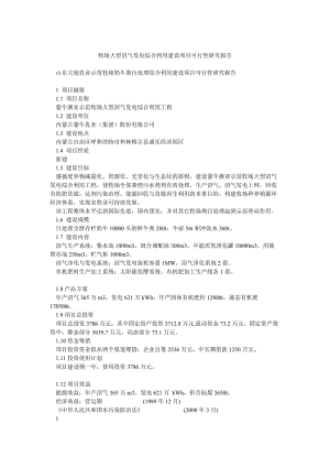 牧场大型沼气发电综合利用建设项目可行性研究报告.doc