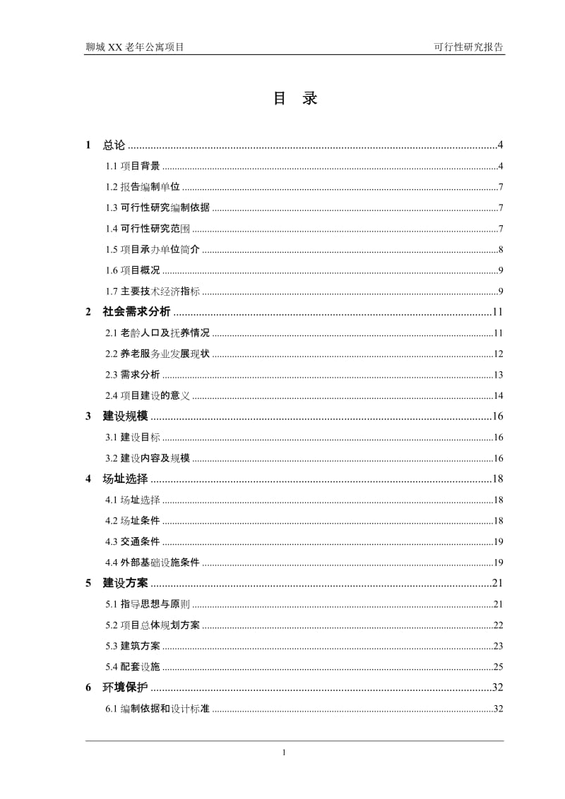 聊城市老年公寓项目可行性研究报告.doc_第1页