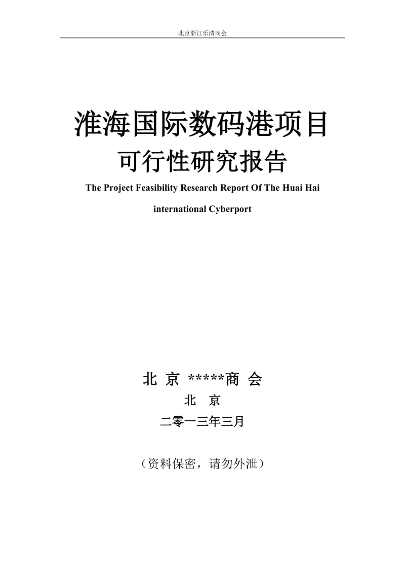 淮海国际数码港可行性研究报告商会版.doc_第1页