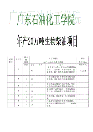 年产20万吨生物柴油项目可行性研究报告1.doc