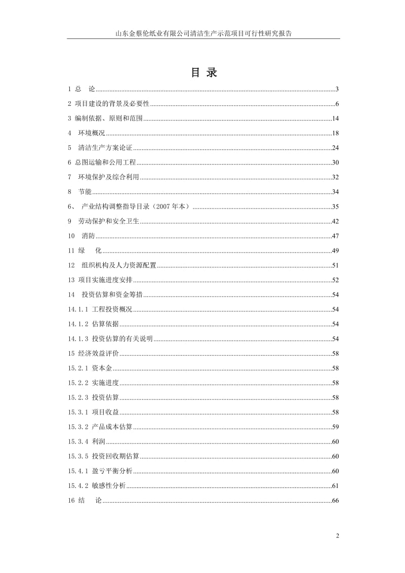 山东金蔡伦纸业有限公司清洁生产示范项目可行性研究报告（附财务表）.doc_第2页