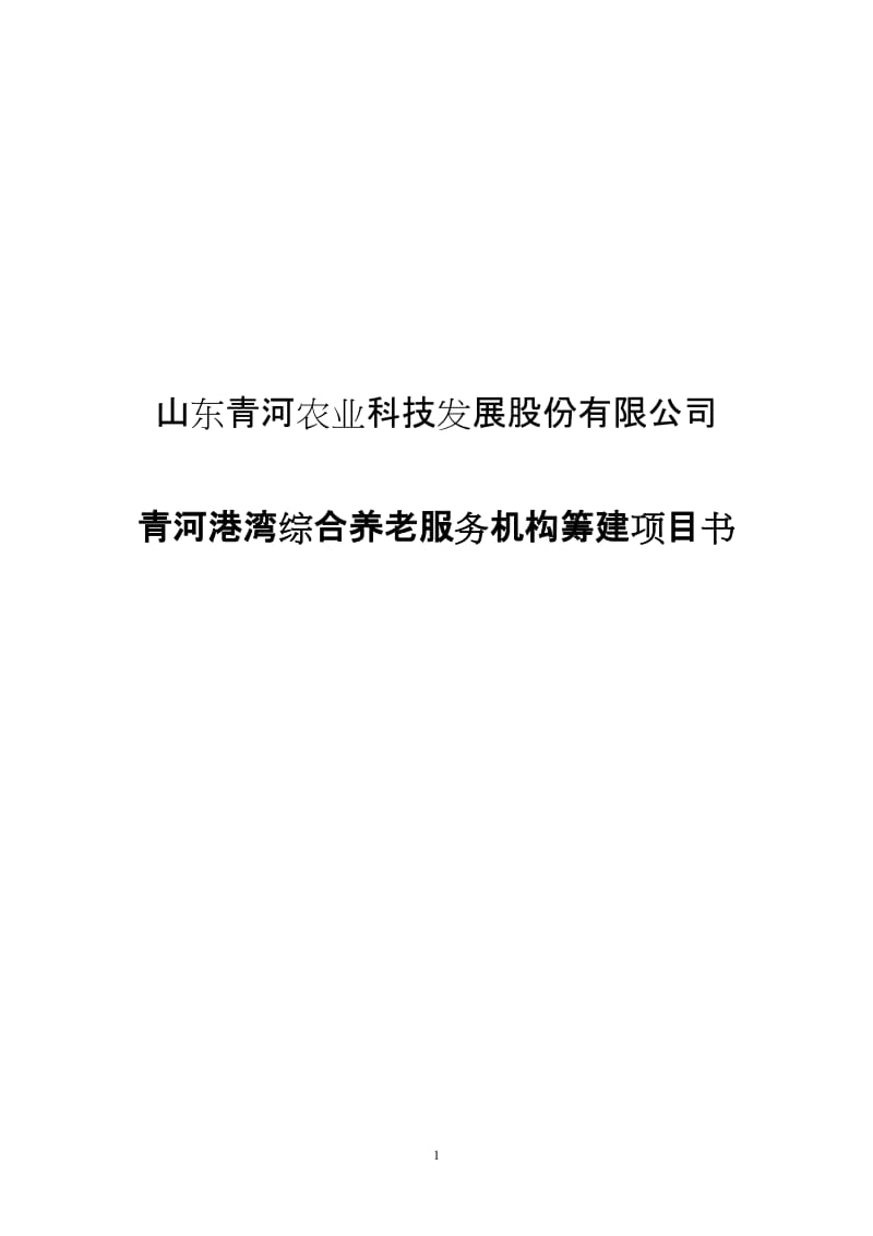 综合养老服务机构筹建项目可行性研究报告.doc_第1页