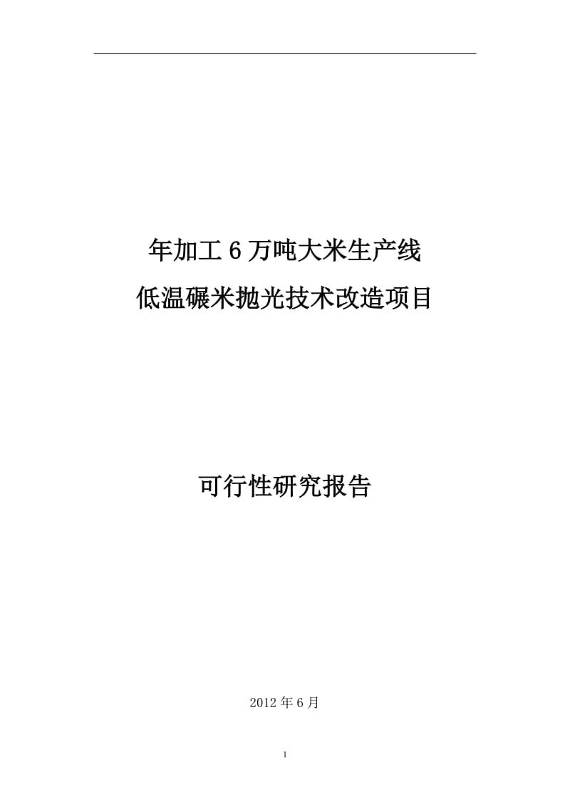 某米业公司年加工6万吨大米生产线技术改造项目可行性研究报告.doc_第1页