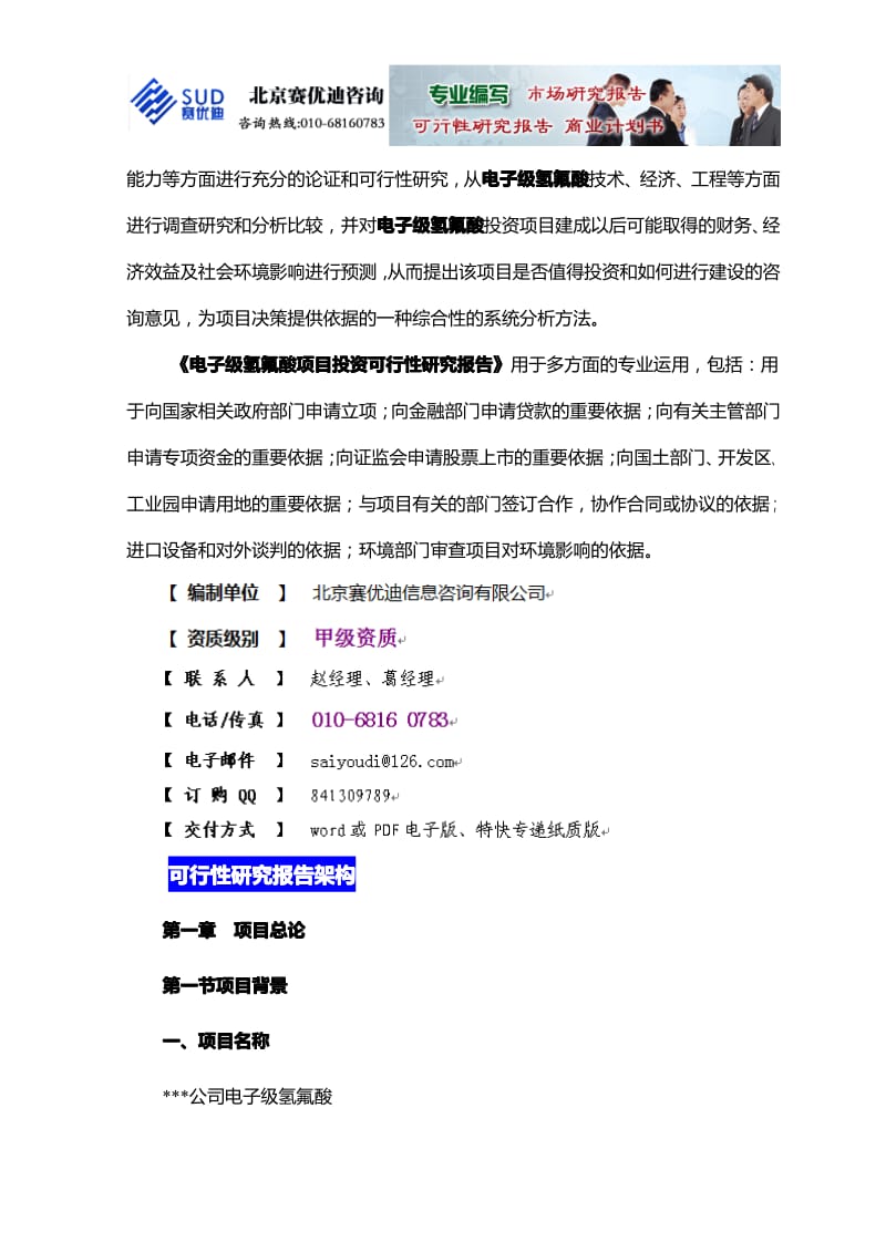 电子级氢氟酸项目可行性研究报告样本.pdf_第2页