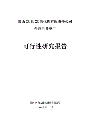 陕西某硫化钡有限责任公司余热自备电厂可行性研究报告.doc