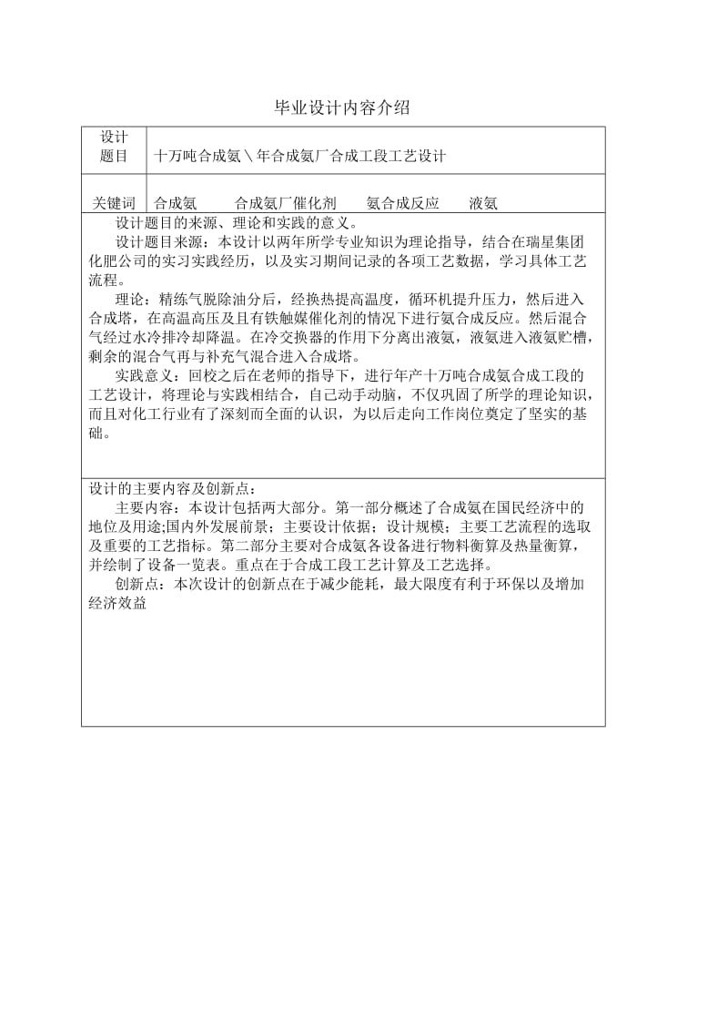 合成氨厂合成工段工艺论文24952.doc_第1页