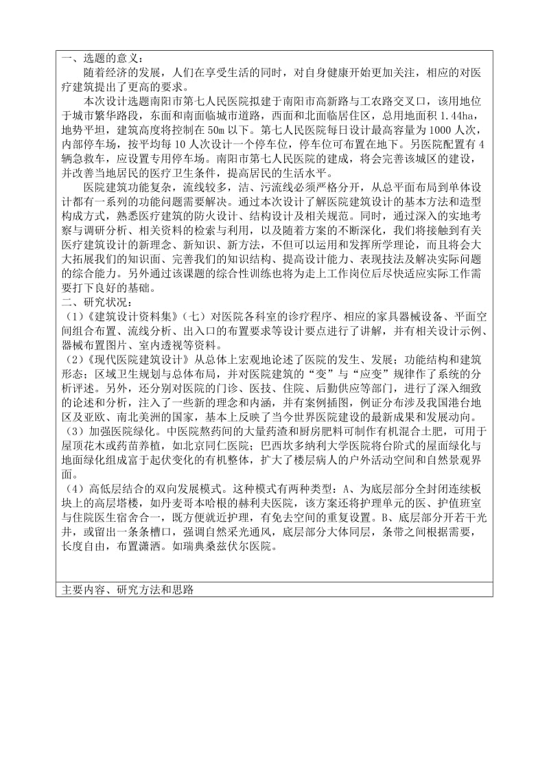 医院建筑毕业论文设计开题报告.doc_第2页