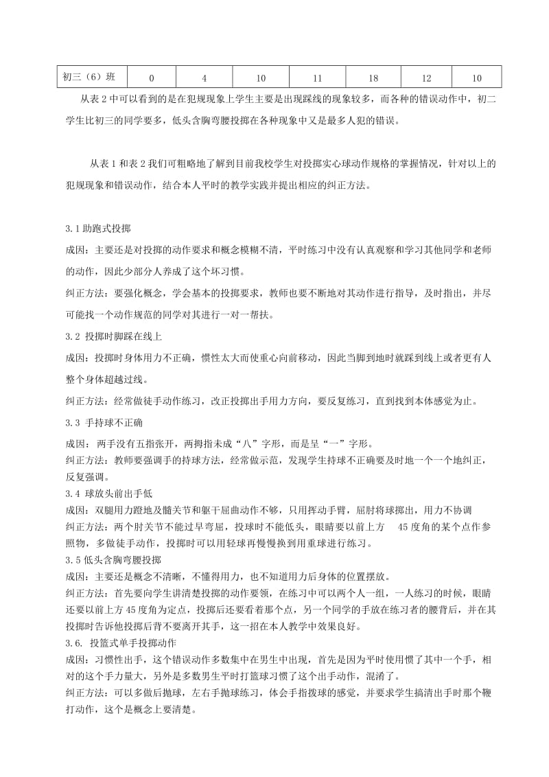 体育健康教学论文：浅析初中生投掷实心球的错误及纠正方法.doc_第3页