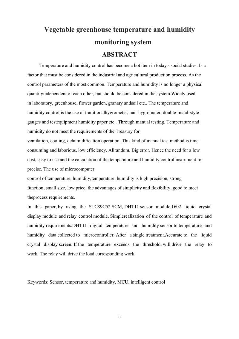 毕业论文-基于STC89C52单片机的蔬菜大棚温湿度监测系统设计.doc_第2页