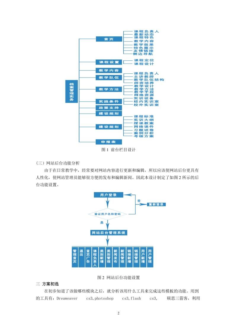 档案管理实务论文—精品课程网站的设计方案说明18535.doc_第2页