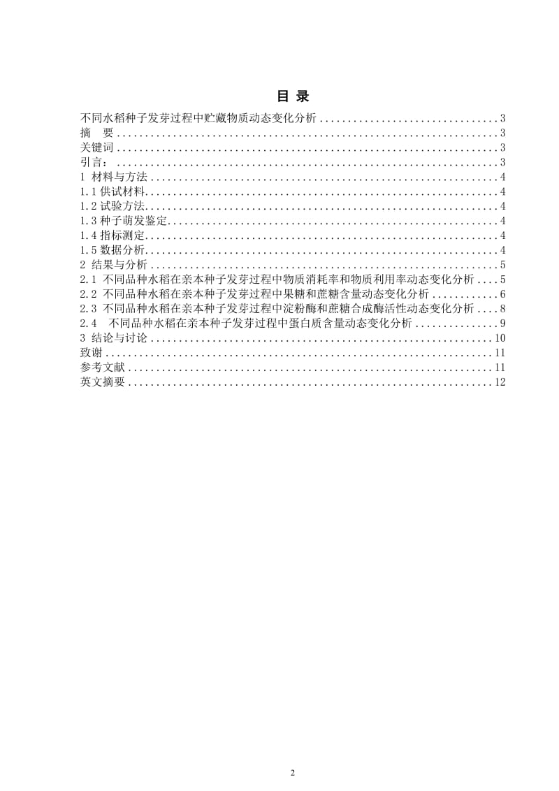 毕业论文-不同水稻种子发芽过程中贮藏物质动态变化分析41448.doc_第2页