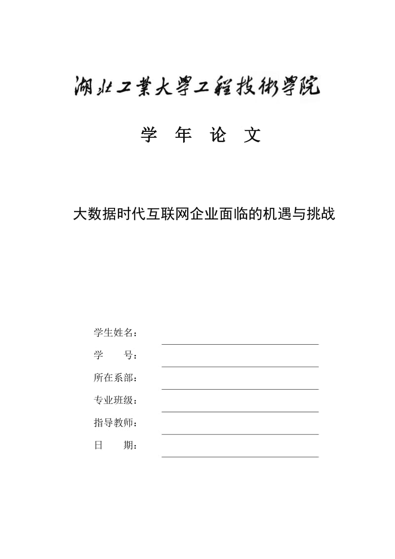 大数据时代互联网企业面临的机遇与挑战论文.doc_第1页