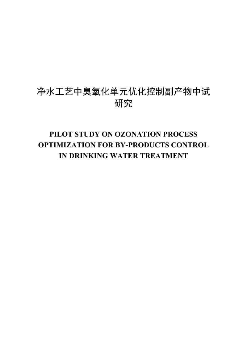 净水工艺中臭氧化单元优化控制副产物中试研究 毕业论文.docx_第1页