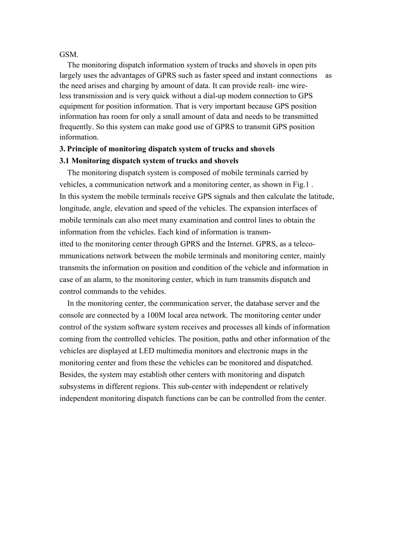 基于GISGPSGPRS技术的露天矿卡车和电铲监测调度信息系统 毕业论文外文翻译.doc_第3页