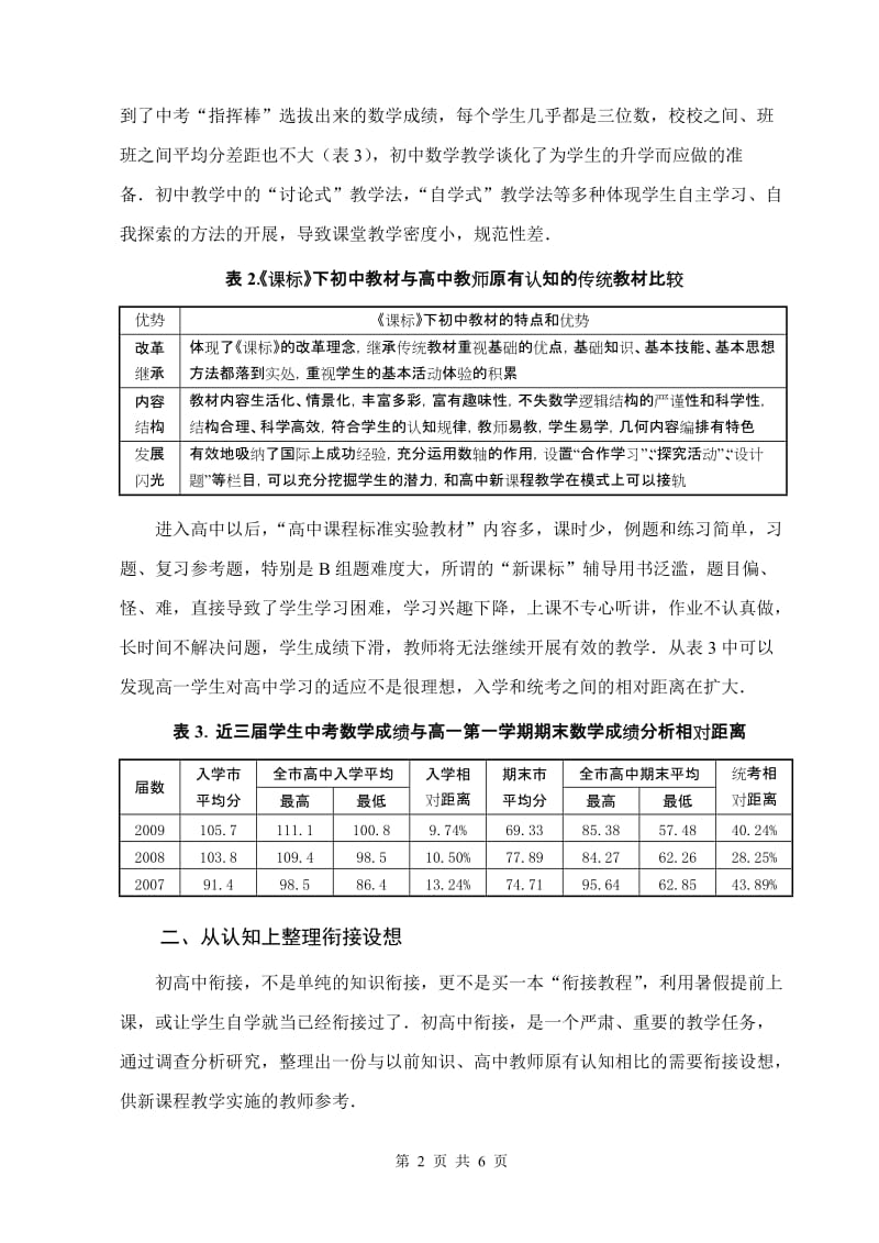 高中数学论文：初高中数学衔接中的问题分析和对策探索.doc_第2页