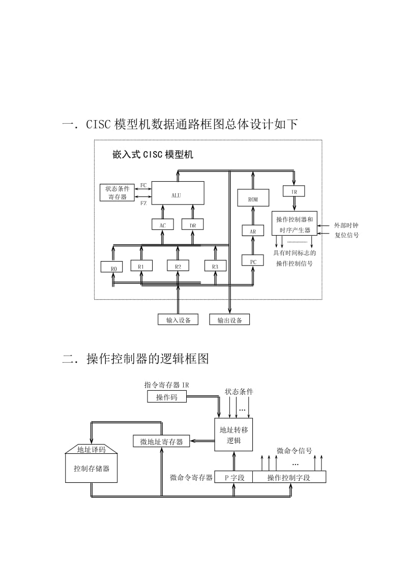 计算机组成原理课程设计（论文）-设计一台嵌入式CISC模型机.doc_第2页