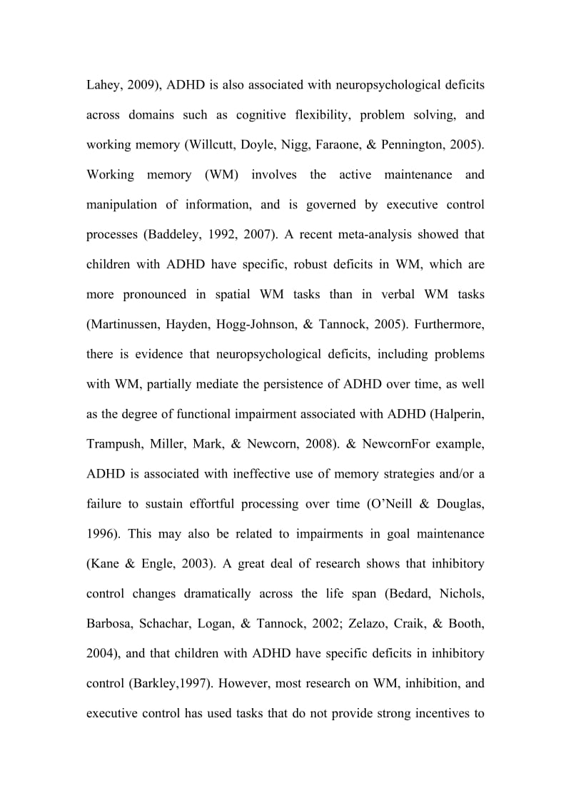 记忆容量 选择的控制 和价值取向 在正常儿童与多动症儿童间的差异 毕业论文外文翻译.doc_第3页