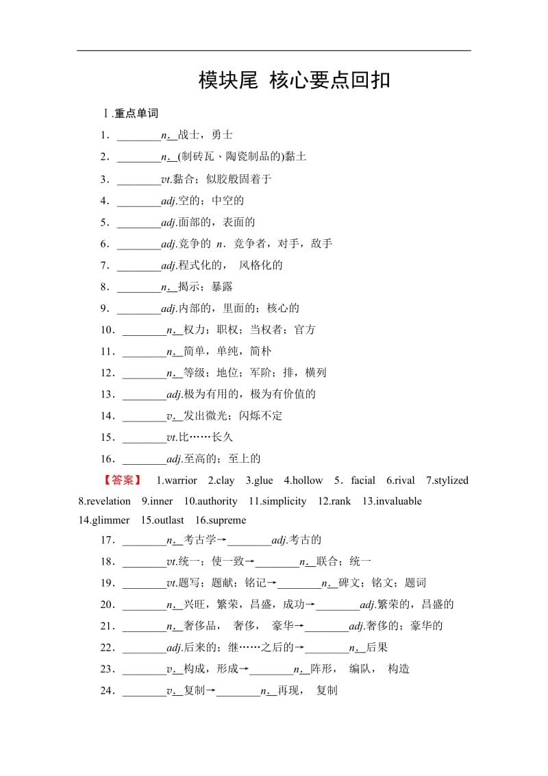 2019-2020同步外研英语选修九新突破讲义：Module 3 模块尾 核心要点回扣 Word版含答案.pdf_第1页