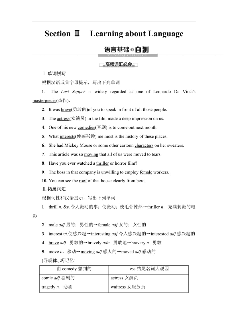 2019-2020同步外研英语必修二新突破讲义：Module 6 Section Ⅱ　Learning about Language Word版含答案.pdf_第1页