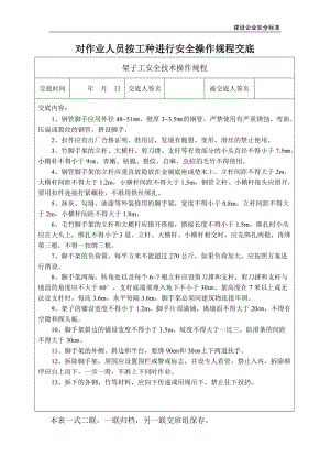 对建筑作业人员按工种进行安全操作规程交底汇编.doc