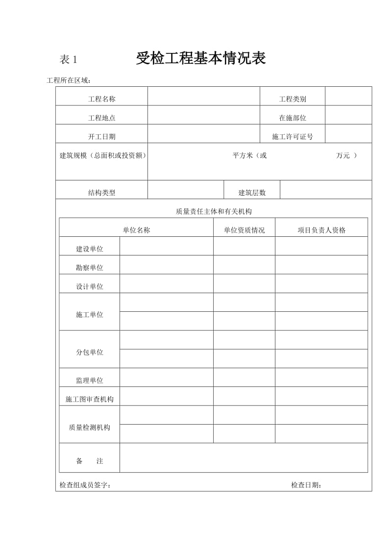 受检工程基本情况表和检查表.doc_第1页