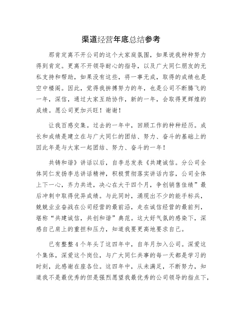 渠道经营年底总结参考.docx_第1页