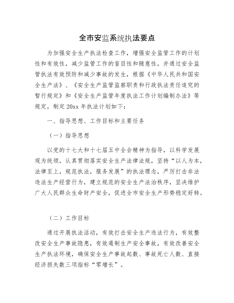 全市安监系统执法要点.docx_第1页