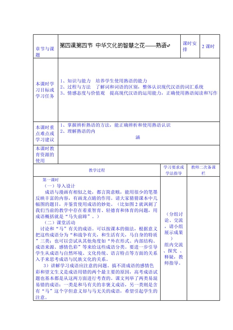 精品（人教版高中语文-练习题）导学案：中华文化的智慧之花——熟语.doc_第1页