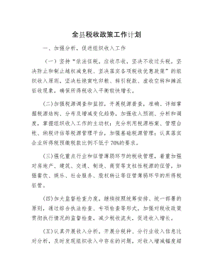 全县税收政策工作计划.docx