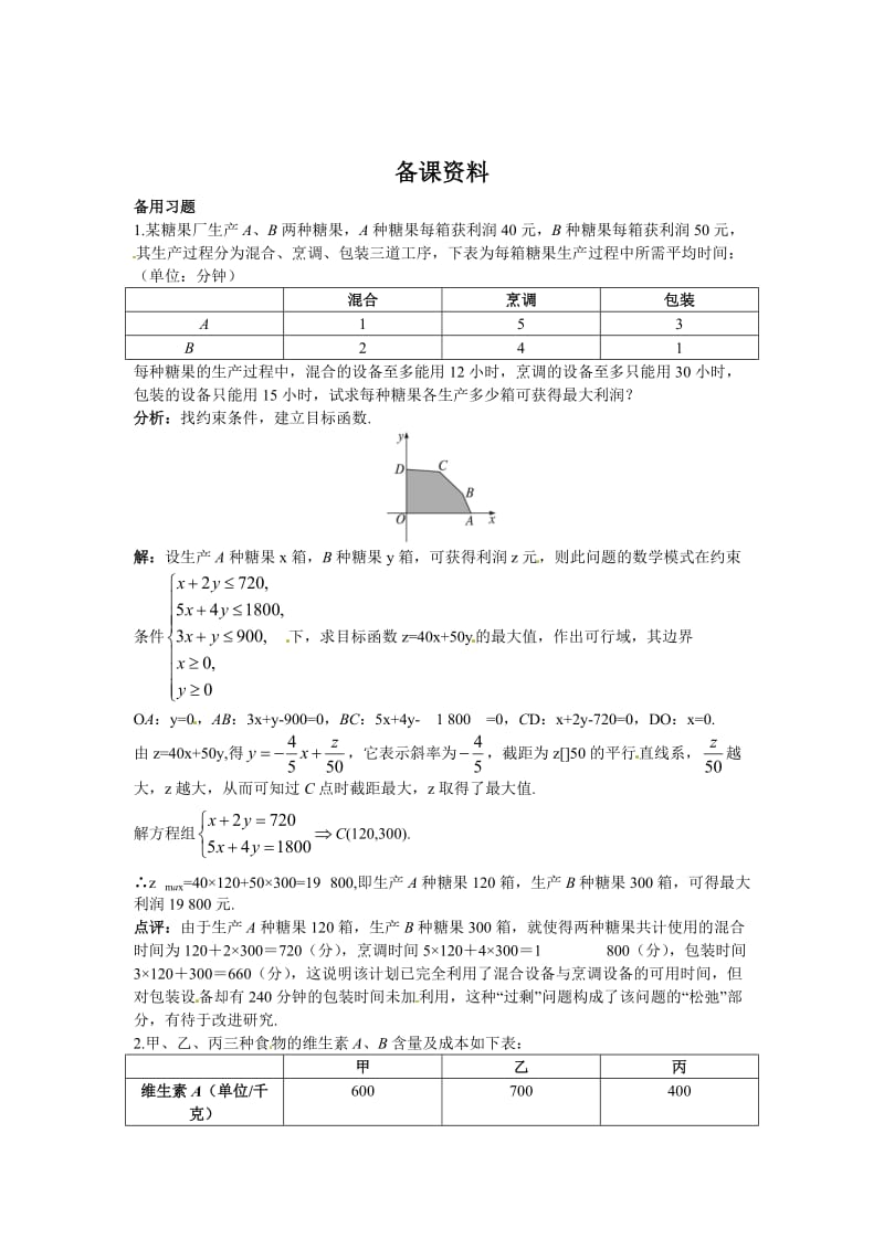 精校版（人教A版）高中数学必修5第三章 【素材】3.3.2简单线性规划问题.doc_第1页