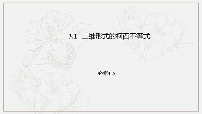 2018-2019高二数学人教A版选修4-5课件：3.1二维形式的柯西不等式 .pptx_第1页