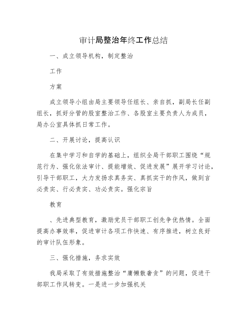 审计局整治年终工作总结.docx_第1页