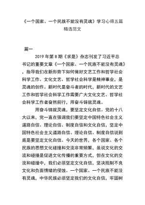 《一个国家、一个民族不能没有灵魂》学习心得五篇精选范文.docx