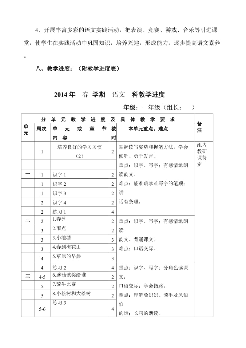 【最新】苏教版一年级下册语文备课组工作计划及教学进度.doc_第3页