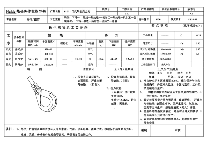 生产作业指导书——日式旋转安全钩热处理-网带.doc_第1页