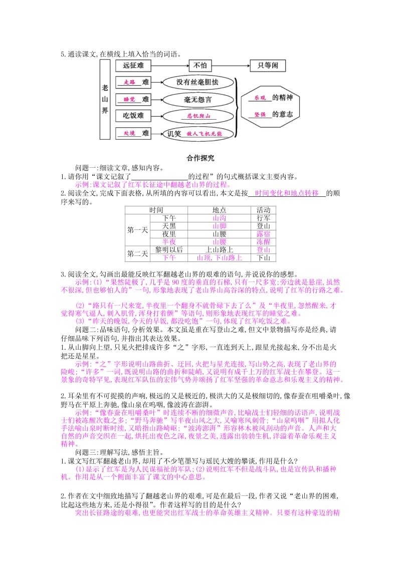 最新 八年级语文上册 第3课 老山界导学案 苏教版.doc_第2页