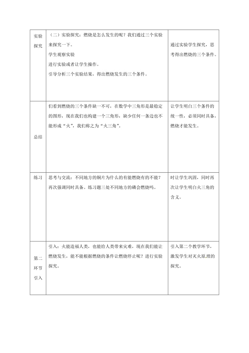 精品陕西省安康市九年级化学上册3.3燃烧条件与灭火原理教案粤教版.doc_第3页