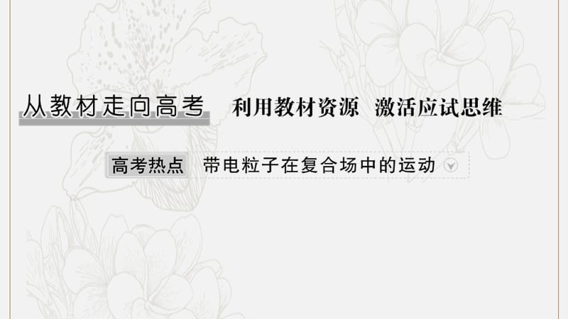 2020高考物理第九章从教材走向高考高考热点__带电粒子在复合场中的运动课件鲁科版选修3_1.pptx_第1页