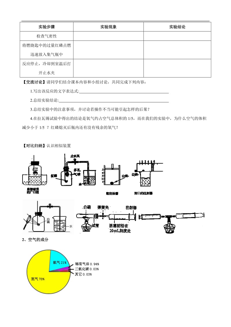 人教版初中化学导学案：2.1空气.doc_第2页