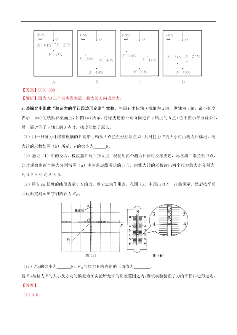 2020年高考物理必考17个实验精讲精练专题04验证力的平行四边形定则含解析.pdf_第2页