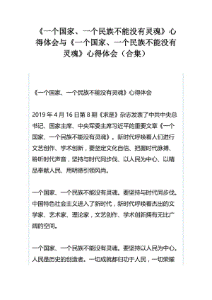 《一个国家、一个民族不能没有灵魂》心得体会与《一个国家、一个民族不能没有灵魂》心得体会（合集）.docx